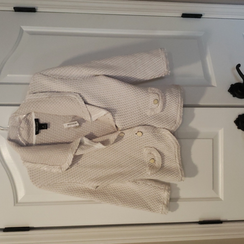 NWT White House Black Market cream tweed jacket size M
